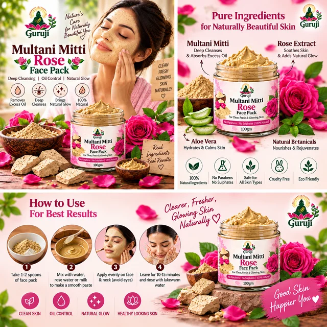 Multani Mitti with Rose - 100gram ( Pack of 12 Pcs )