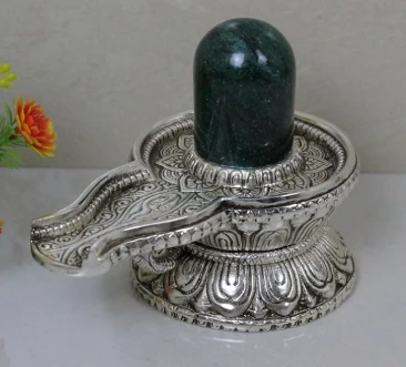 Green margaj( margadam) shivling German Silver base - prepaid only