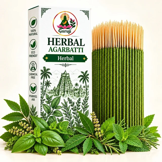 Guruji Herbal Agarbatti (Herbal Flavour) - Natural Incense Sticks - 1kg