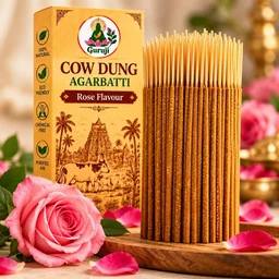 Guruji Cow Dung Agarbatti (Rose Flavour) - Natural Incense Sticks - 1kg
