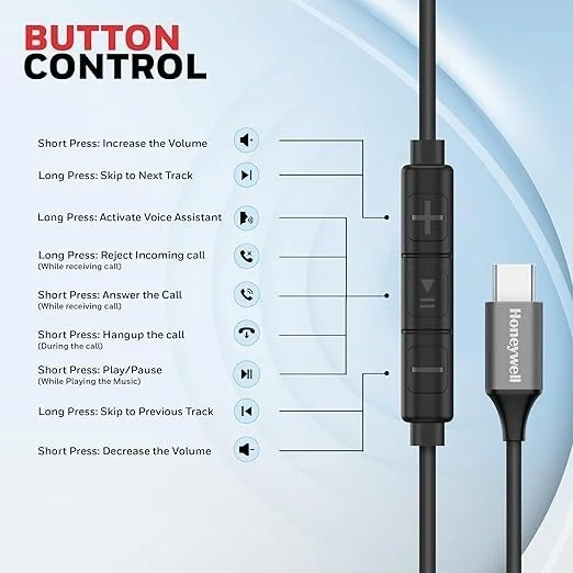 Honeywell Suono P70 Wired in Ear Earphones (Type-C)