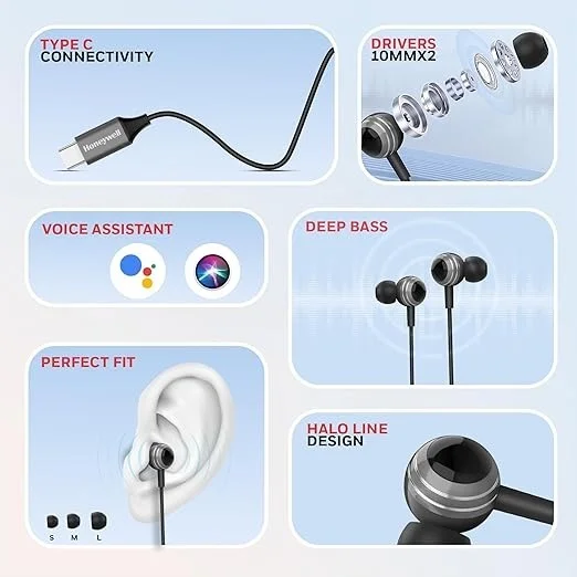 Honeywell Suono P70 Wired in Ear Earphones (Type-C)