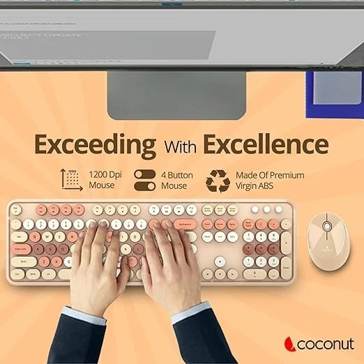 Coconut Retro Combo Wireless Keyboard & Mouse