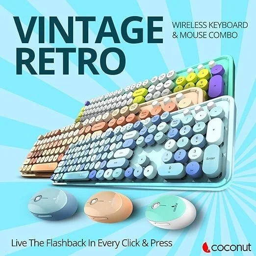 Coconut Retro Combo Wireless Keyboard & Mouse