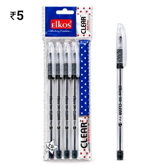 E26 EK Clear Black Pen ₹5 (5 Pcs)