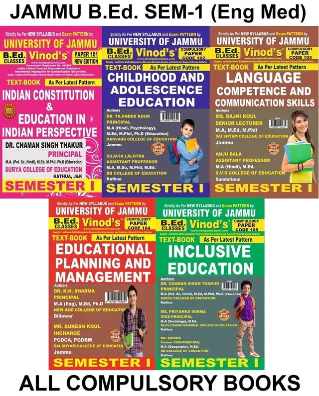 Vinod JAMMU B.Ed. SET SEM-1 All Compulsory Subject Textbooks (English Medium) JAMMU UNIVERSITY - Vinod Publications ; CALL 9218-21-9218