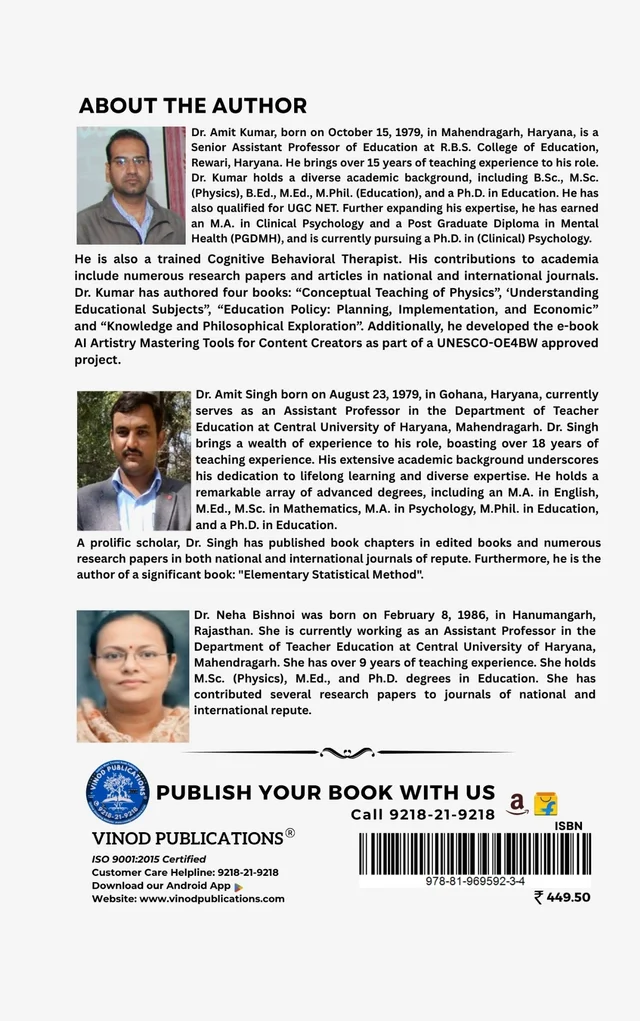 Vinod ज्ञान की प्रतिध्वनि : पूर्वी और पश्चिमी दर्शनिकों का शैक्षिक दर्शन (ECHOES OF WISDOM: EASTERN AND WESTERN PHILOSOPHER'S EDUCATIONAL DARSHAN) As per NEP 2020 A Resource book for B.Ed., B.Ed I.T.E.P. and M.Ed. Programs - 978-81-969592-3-4, DR. NEHA BISHNOI, DR. AMIT KUMAR, DR. AMIT SINGH