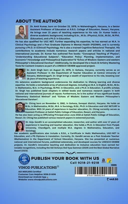 Vinod अधिगम के लिए शैक्षिक आकलन (EDUCATIONAL ASSESSMENT FOR LEARNING) As per NEP 2020 A Resource book for B.Ed., B.Ed I.T.E.P. and M.Ed. Programs - 978-81-969592-6-5, Dr. Chirag, Dr.Amit Kumar, Dr. Amit Singh, Dr. Anju Gandhi