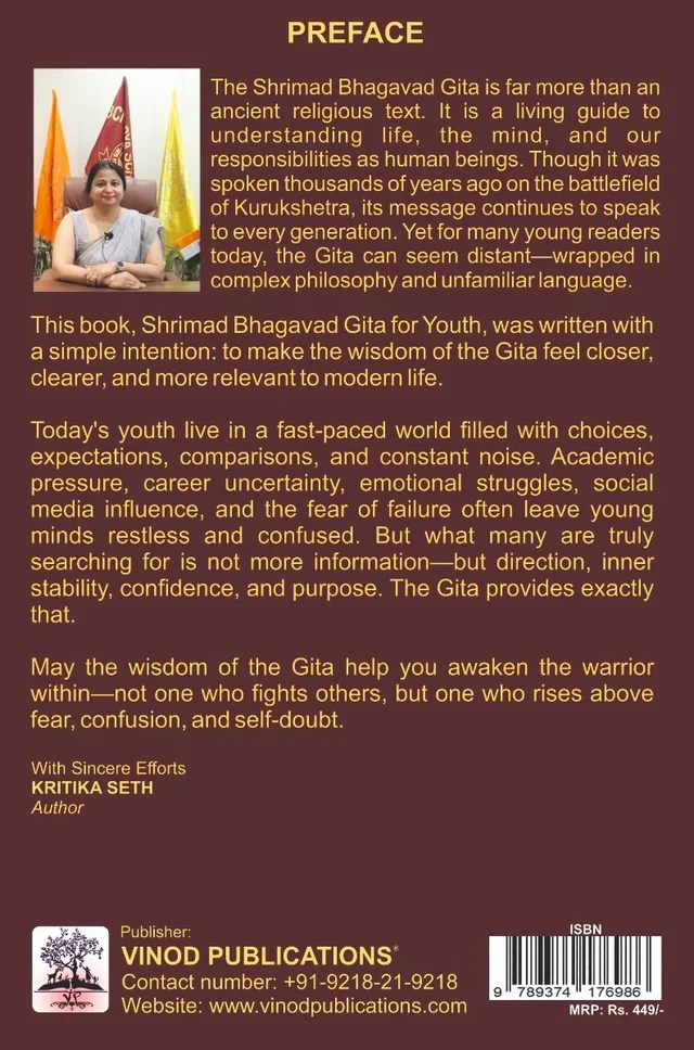 Vinod Publications BHAGAVAD GITA FOR YOUTH by Kritika Seth - Kritika Seth, 978-93-7417-698-6