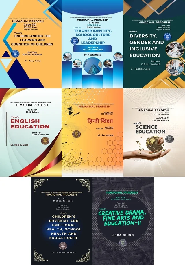 Vinod Himachal 2nd Year D.El.Ed. / J.B.T / E.T.T. 8 Books Set (E) ALL COMPULSORY SUBJECTS + OPTIONAL SUBJECTS (English + Hindi + Science) English Medium | COMPLETE SET CODE 201 + 202 + 203 + 204 + 205 + 207 + 209 + 210 ; CALL 9218-21-9218 VINOD PUBLICATIONS - Dr. Ajay Garg - Dr. Rashi Garg, Dr. Radhika Garg - Dr. Mahima Sharma - Linda Dinno