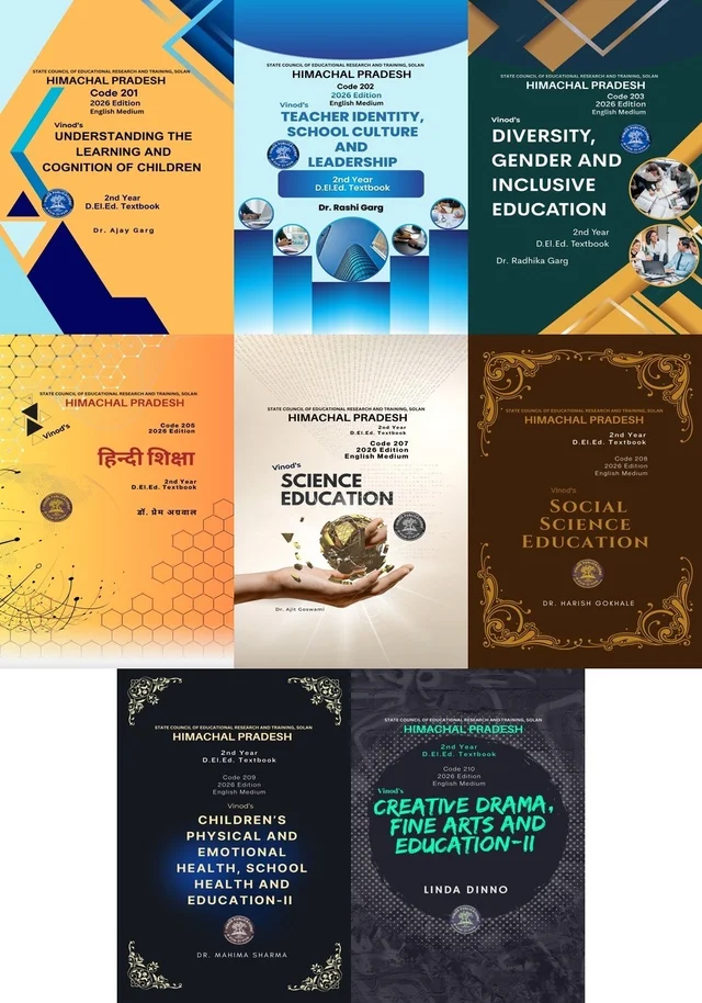 Vinod Himachal 2nd Year D.El.Ed. / J.B.T / E.T.T. 8 Books Set (E) ALL COMPULSORY SUBJECTS + OPTIONAL SUBJECTS (Hindi + Science + Social Science) English Medium | COMPLETE SET CODE 201 + 202 + 203 + 205 + 207 + 208 + 209 + 210 ; CALL 9218-21-9218 VINOD PUBLICATIONS - Dr. Ajay Garg - Dr. Rashi Garg, Dr. Radhika Garg - Dr. Mahima Sharma - Linda Dinno