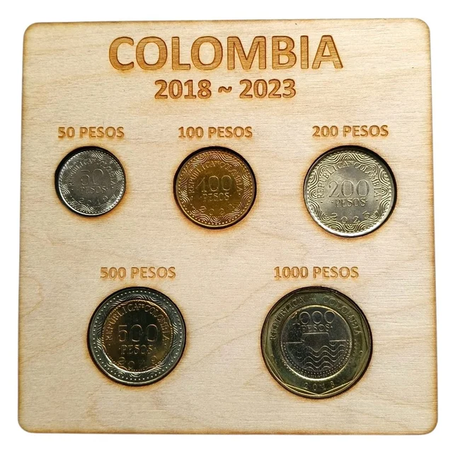 2018 - 2023 Colombia Coins - Wooden Display Set