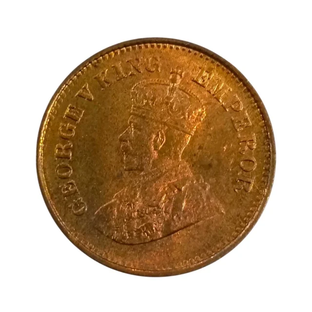 GEM UNC - 1935 1/2 Pice Coin - RD(red) - George 5th King