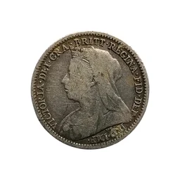 1896 UK 3 Pence Silver Coin - Victoria Queen