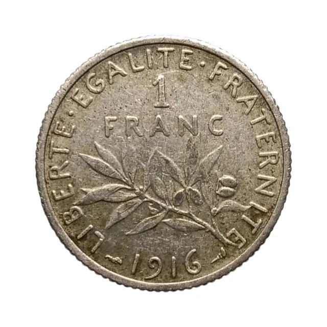 1916 France 1 Franc Silver Coin 