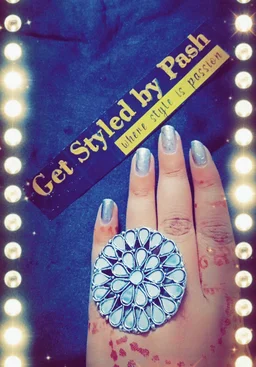 Mirror Embellished Chandballis With Mirror Studded Ring - Mercury, Adjustable Ring, Get A Luxury Scrunchie As Gift