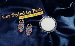 Silver Oxidized Mirror Ring With Multi Coloured Peakcock Earrings - Silver, Adjustmentable Ring, Get A Luxury Scrunchie As Gift!