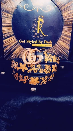 Black Gold Liquid Embroidered Antique Luxury Belt - Black, Get Free luxury Scrunchie gift!, Waist - 38"- 40" Width- "1.25"