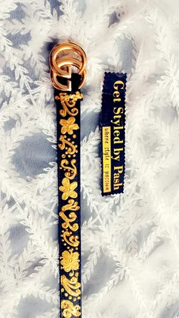 Black Gold Liquid Embroidered Antique Luxury Belt - Black, Get Free luxury Scrunchie gift!, Waist - 38"- 40" Width- "1.25"