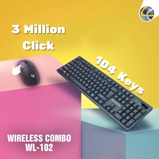 Lapcare WL-102 2.4G Wireless Keyboard and High Precision Mouse with Advanced Optical Sensor Technology, Black
