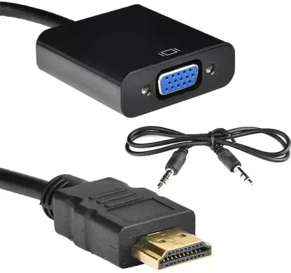 HDMI to VGA Convertor with Sound (Black, For Laptop)