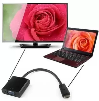 HDMI to VGA Convertor with Sound (Black, For Laptop)