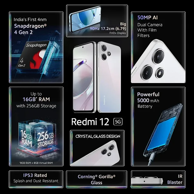 Redmi 12 5G - Jade Black, 6GB+128GB