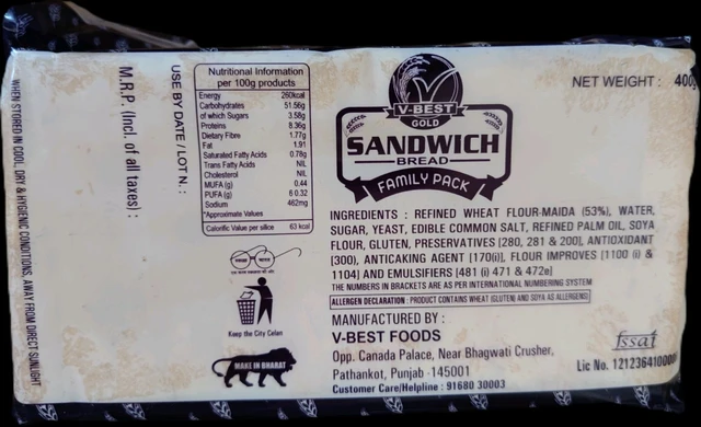 V-Best Sandwich Bread 400g