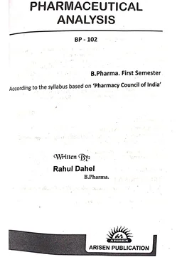 PHARMACEUTICAL ANALYSIS - B.PHARMACY 1st SEM