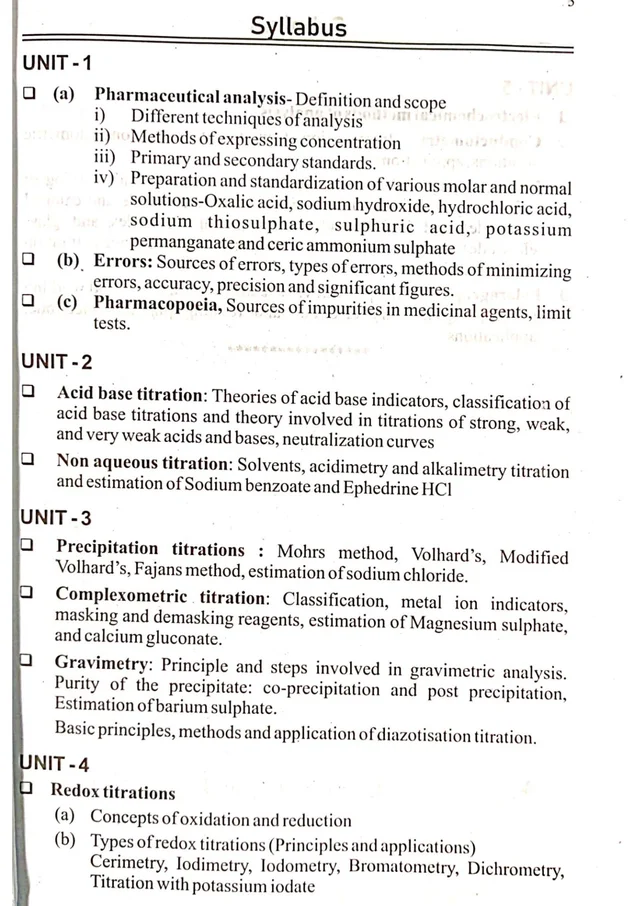 PHARMACEUTICAL ANALYSIS - B.PHARMACY 1st SEM