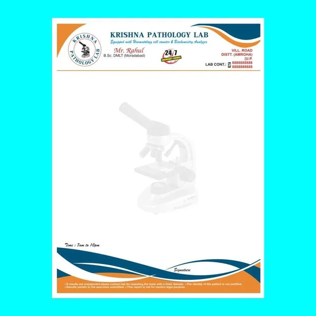 Pathology lab card printing- 1000 pc - Print of 100m Gsm JK Excel Bond Paper, A4