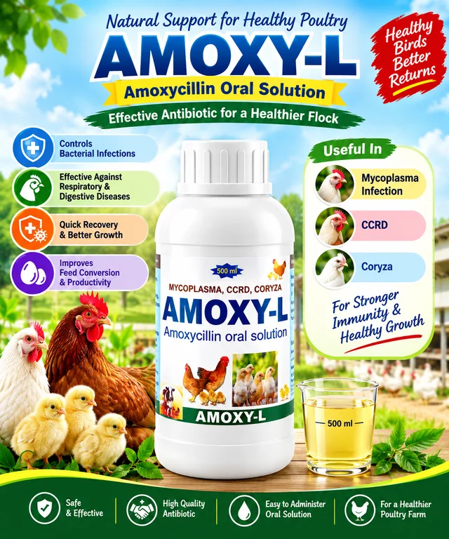 AMOXY-L Treatment of MYCOPLASMA, CCRD, CORYZA,500ML