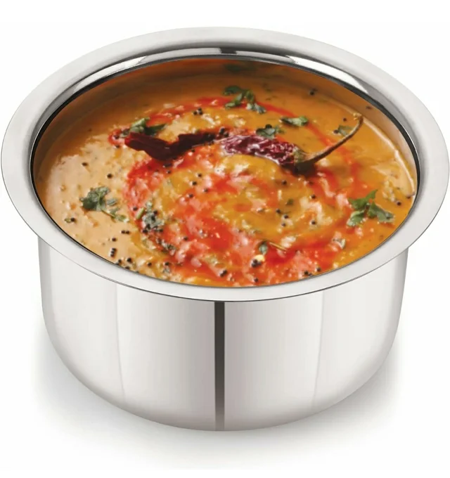 (SS)குழம்பு பாத்திரம் / Stainless Steel Flat Bottom Tope - 2.5L