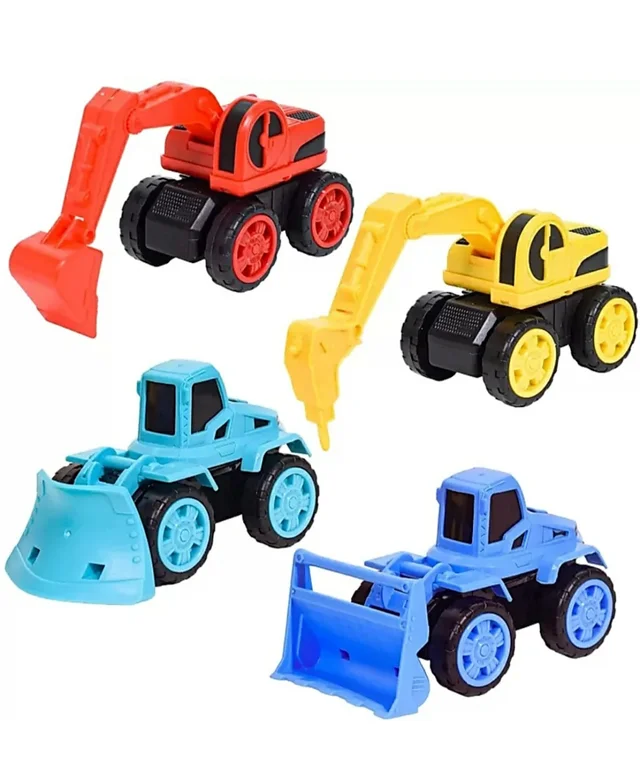 Unbreakable Toys Vehicles Truck (Mini) | Realistic Engineer Vehicle Bulldozer | Construction Truck | Pack of 4 | Multi Color - 4 Truck / Pack