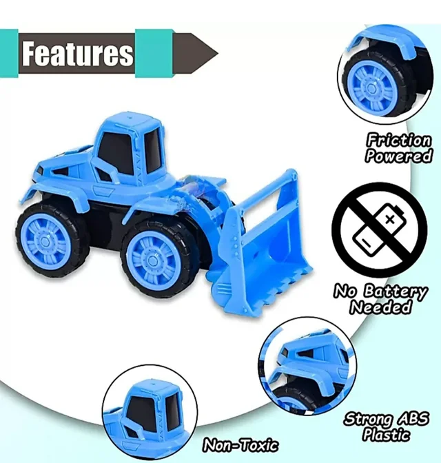 Unbreakable Toys Vehicles Truck (Mini) | Realistic Engineer Vehicle Bulldozer | Construction Truck | Pack of 4 | Multi Color - 4 Truck / Pack