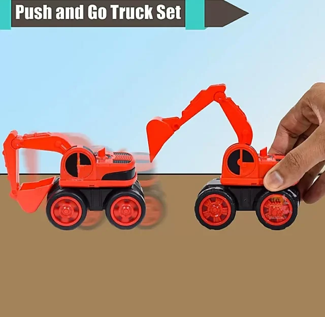 Unbreakable Toys Vehicles Truck (Mini) | Realistic Engineer Vehicle Bulldozer | Construction Truck | Pack of 4 | Multi Color - 4 Truck / Pack