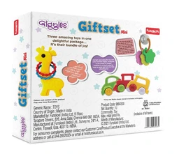 Giggles Funskool Gift Set Mini - Multicolor Baby Toy Gift Set with Rattle, Teether & Vehicle for Newborns & Infants 6+ Months Delivery Time: 2-3 Days