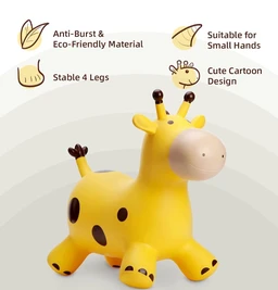Azonee Giraffe Bouncy Horse Hopper - Inflatable Ride-On Jumping Toy for Toddlers & Kids 18 Months to 6 Years | Yellow Delivery Time: 2-3Days
