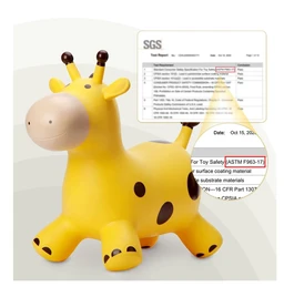 Azonee Giraffe Bouncy Horse Hopper - Inflatable Ride-On Jumping Toy for Toddlers & Kids 18 Months to 6 Years | Yellow Delivery Time: 2-3Days