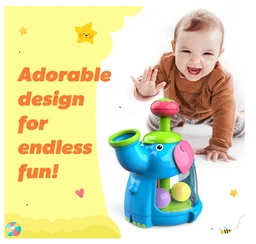 Giggles Funskool Jumbo Push & Twirl - Elephant Ball Drop Toy with Plunger Action for Babies 6+ Months Delivery Time :2-3Days