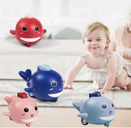 Whale Fish Press & Go Toy - Light Blue Bath & Crawling Toy for Babies & Toddlers 1-3 Years | Waterproof Push Toy Delivery Time: 2-3Days