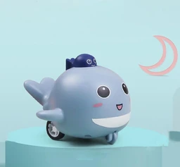 Whale Fish Press & Go Toy - Light Blue Bath & Crawling Toy for Babies & Toddlers 1-3 Years | Waterproof Push Toy Delivery Time: 2-3Days