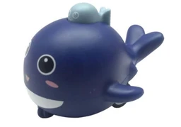 Whale Fish Press & Go Toy - Light Blue Bath & Crawling Toy for Babies & Toddlers 1-3 Years | Waterproof Push Toy Delivery Time: 2-3Days