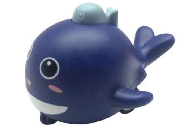 Whale Fish Press & Go Toy - Light Blue Bath & Crawling Toy for Babies & Toddlers 1-3 Years | Waterproof Push Toy Delivery Time: 2-3Days