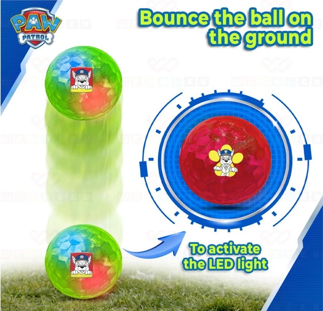 Wembley Paw Patrol LED Light Ball - 6" Soft Bouncing Flashing Glow in Dark Ball for Kids 3+ Years | Random Colors Delivery Time: 2-3Days