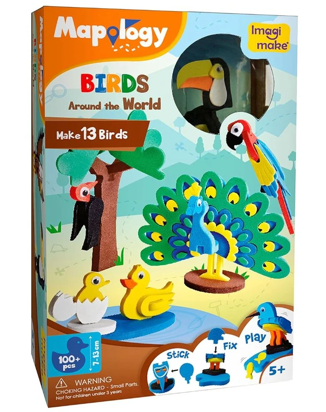 Imagimake Mapology Birds Around The World - Make 13 Miniature Bird Models | 3D Puzzle for Kids 5-9 Years Delivery Time: 2-3Days