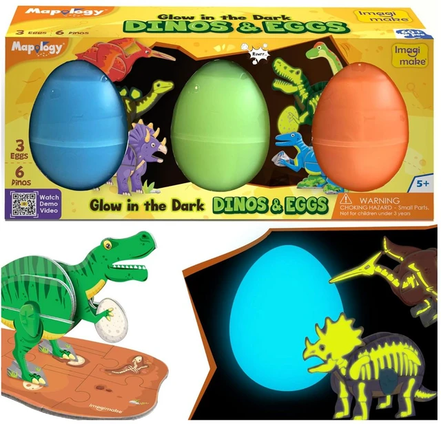 Imagimake Mapology Glow In The Dark Dinos & Egg - Set of 3 Eggs | 3D Dinosaur Puzzle for Kids 5-9 Years Delivery Time : 2-3Days