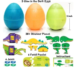 Imagimake Mapology Glow In The Dark Dinos & Egg - Set of 3 Eggs | 3D Dinosaur Puzzle for Kids 5-9 Years Delivery Time : 2-3Days