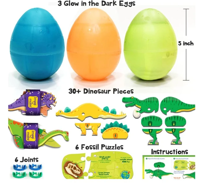 Imagimake Mapology Glow In The Dark Dinos & Egg - Set of 3 Eggs | 3D Dinosaur Puzzle for Kids 5-9 Years Delivery Time : 2-3Days