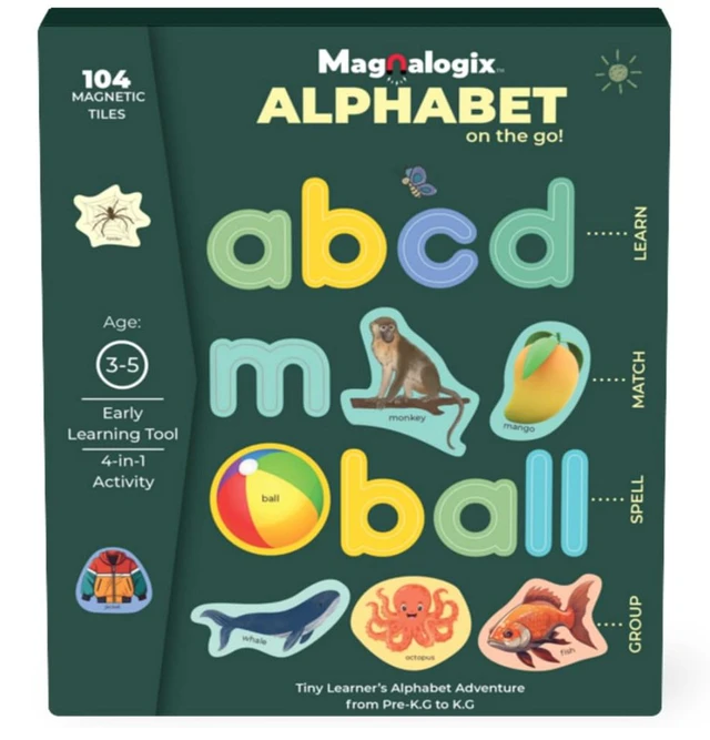 Magnalogix Magnetic Alphabets for Kids - Montessori Spelling Games & Letter Learning Toy for Kids 3-5 Years Delivery Time: 2-3Days